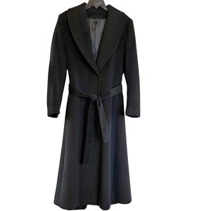 Fleurette 100% Cashmere Full-Length Belted Coat | Black | Size 12